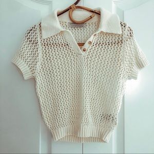 UO Piper Crochet Polo Sweater